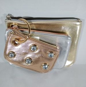 New Fifth City Set of 3 Metallic Pouch Set